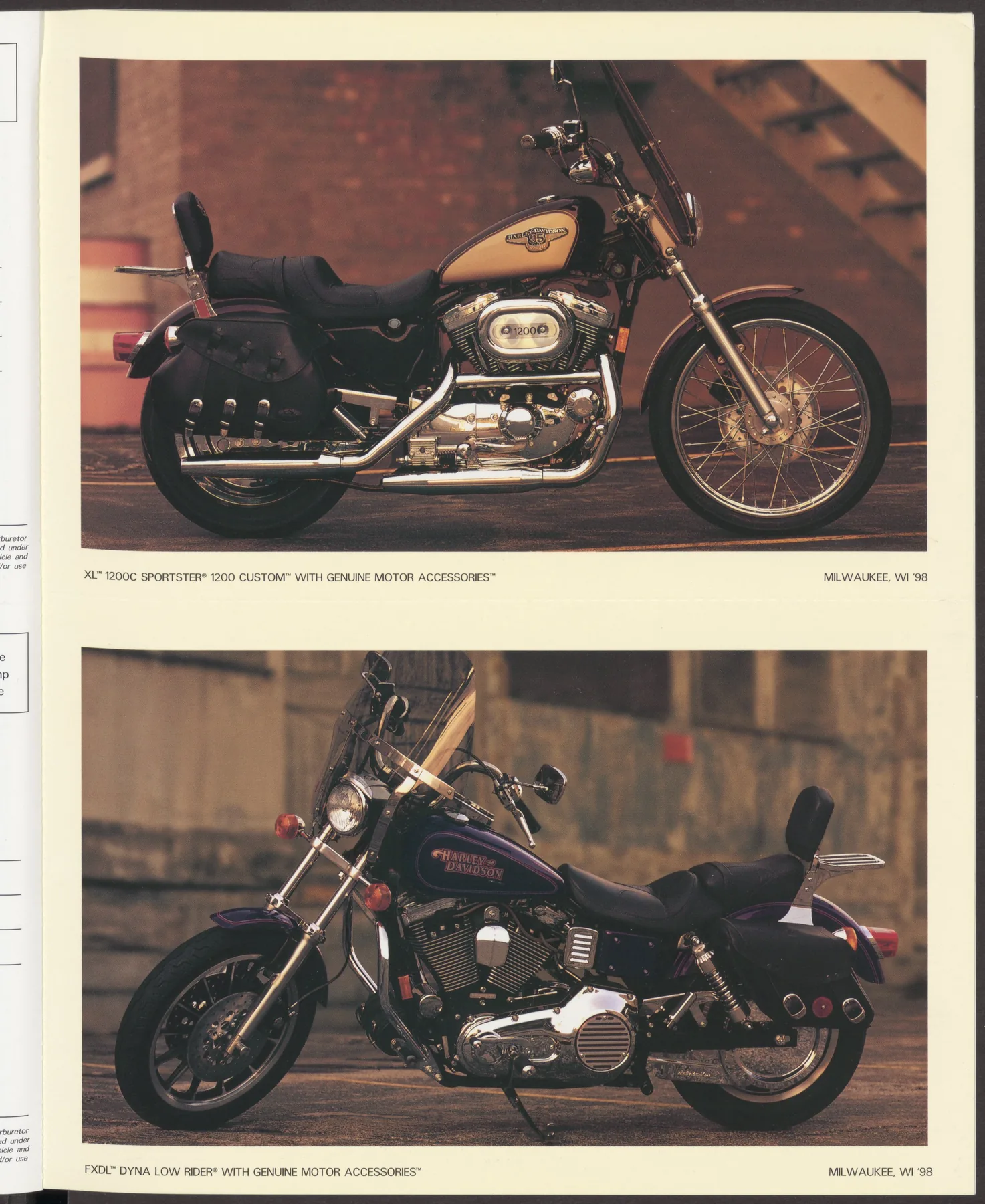 Page 20 from the 1998 Harley-Davidson models catalog