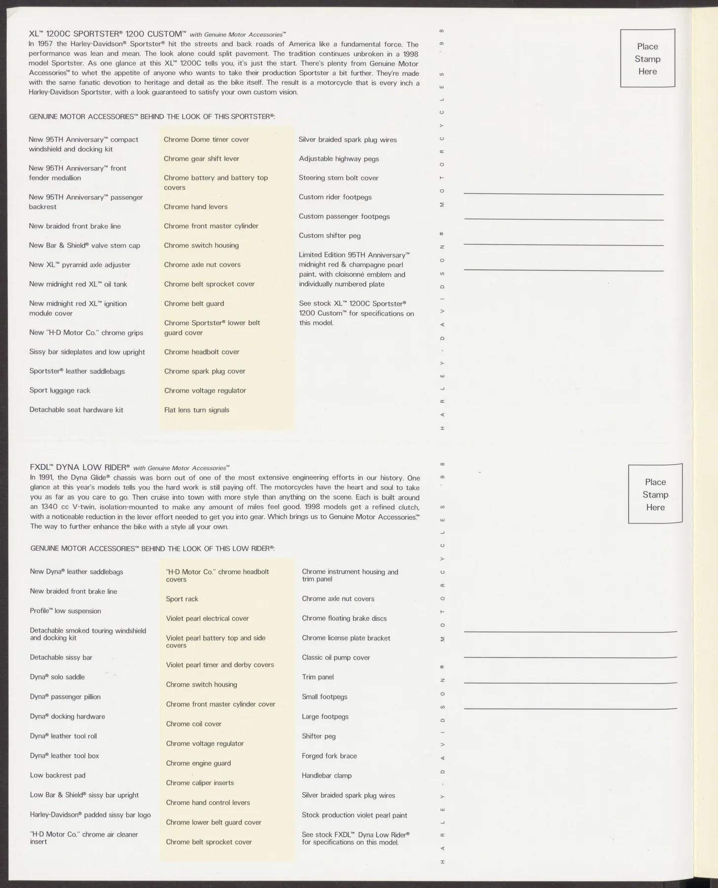 Page 21 from the 1998 Harley-Davidson models catalog